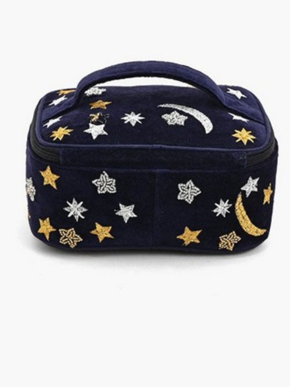 America & Beyond Velvet Embroidered Jewelry Box-Navy - Picture 2 of 2